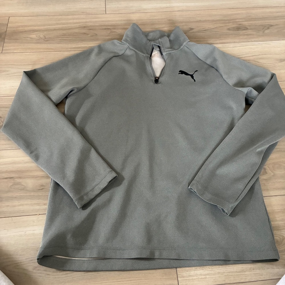 Puma Mens‎ Quarter Zip Pullover Long Sleeve Athletic Gray Size Medium